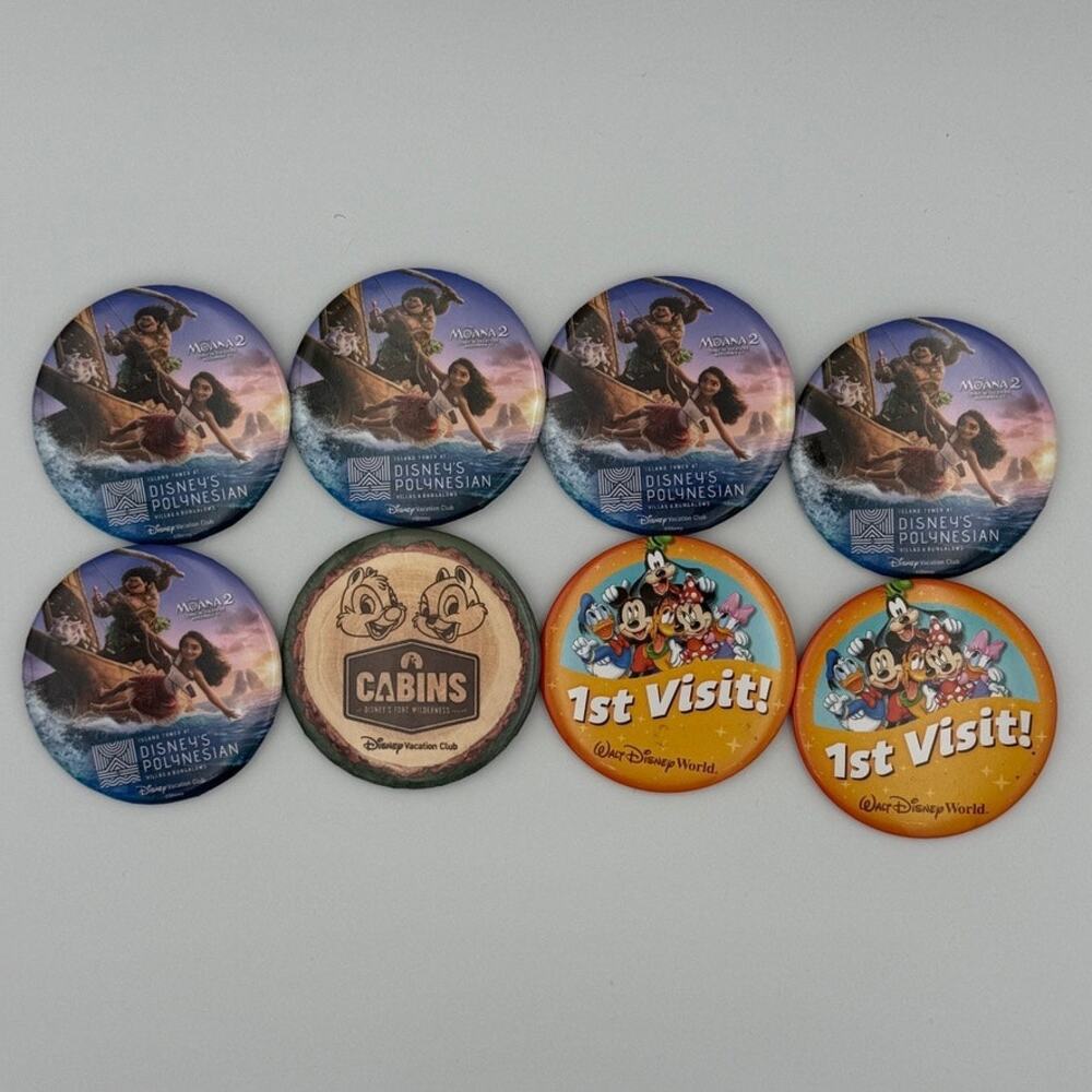 Disney Parks DVC Button Pin Lot 8 Moana 2 1st Visit Fort Wilderness